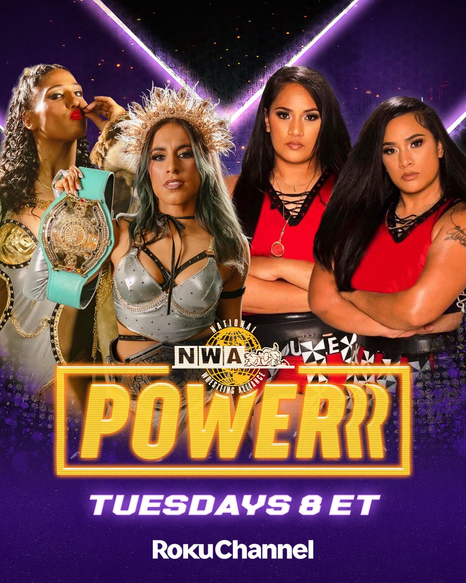 Tomorrow nignt at 8 PM ET / 5:00 PM PT the 2025 Crockett Cup continues on an all-new episode of NWA POWERRR airing on Roku Sports. 

🔴NWA World Women’s Tag Team Championship Match 

The Island Twins are one of the most dominant free agent tag teams in the sport, and they are