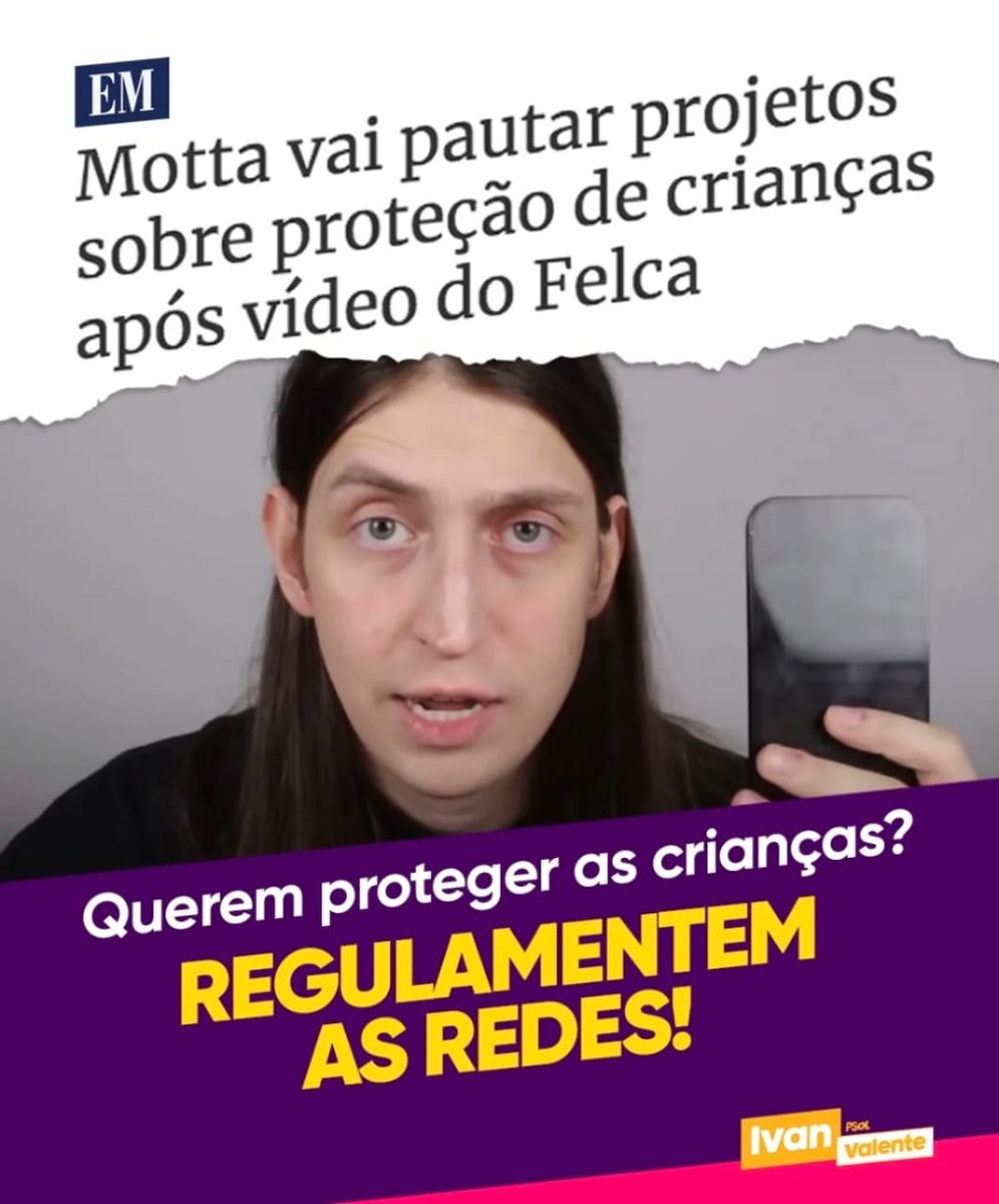 REGULAMENTAR AS BIG TECHS, JÁ! Depois da enorme repercussão do vídeo do Felca, influenciador digital, denunciando páginas de abusadores de crianças nas redes, a direita, que sempre barrou qualquer tentativa de regulamentar as redes, agora fala em “proteger as crianças”. Nós vamos