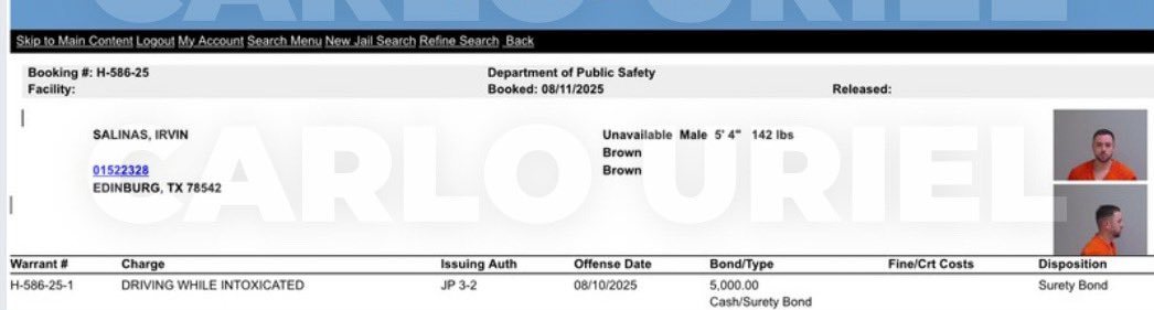 ACTUALIZACIÓN: 🚨
Se le ha fijado al cantante PeeWee la fianza de 5,000 dólares tras ser declarado culpable de conducir en estado de ebriedad.