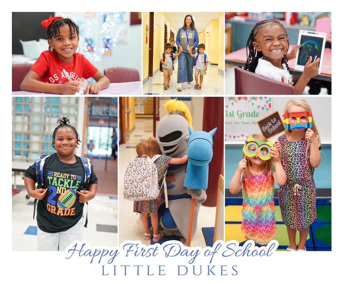 MrsOArtStudio's tweet photo. Happy First Day of School, Little Dukes! 
Nothing but smiles! 💙😊💛 
#ccesdukes #wearecucps #Back2SchoolVA https://t.co/WF7dxKC0zT