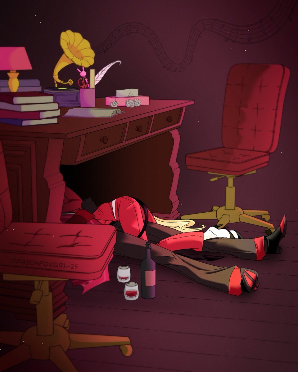 "Where are they?" "They're taking a break."  #CharlastorWeek2025 #CharlastorWeek #Charlastor2025 #charlastor #radiobelle Day 7 - Free Day. And with this, I conclude my week of charlastor drawings. Hope you liked them!❤️