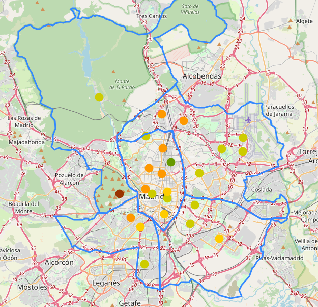 carlosweder_'s tweet photo. La calidad del aire se resiente en la capital, siendo mala en numerosos barrios del centro y norte de la capital, así como muy mala en el oeste de la ciudad.
Desde la llegada del humo del #IFTresCantos se han disparado las concentraciones de material particulado PM10 y PM2,5. https://t.co/eorfFUbhdQ