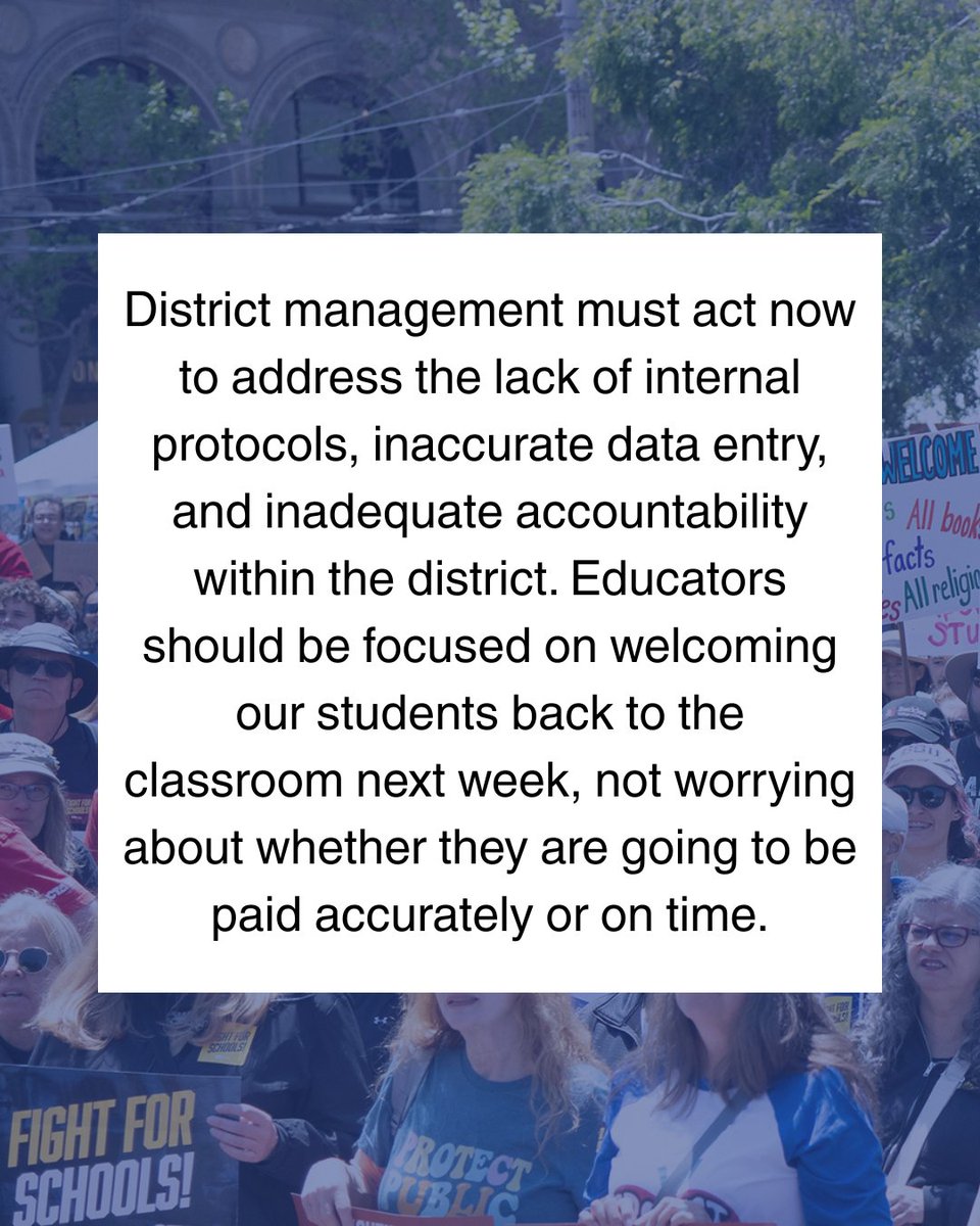 SFUSD is facing another payroll crisis following its transition from EMPower to the new Frontline payroll system. District leadership must act now so educators and staff can focus on welcoming students back, not worrying about their paychecks.