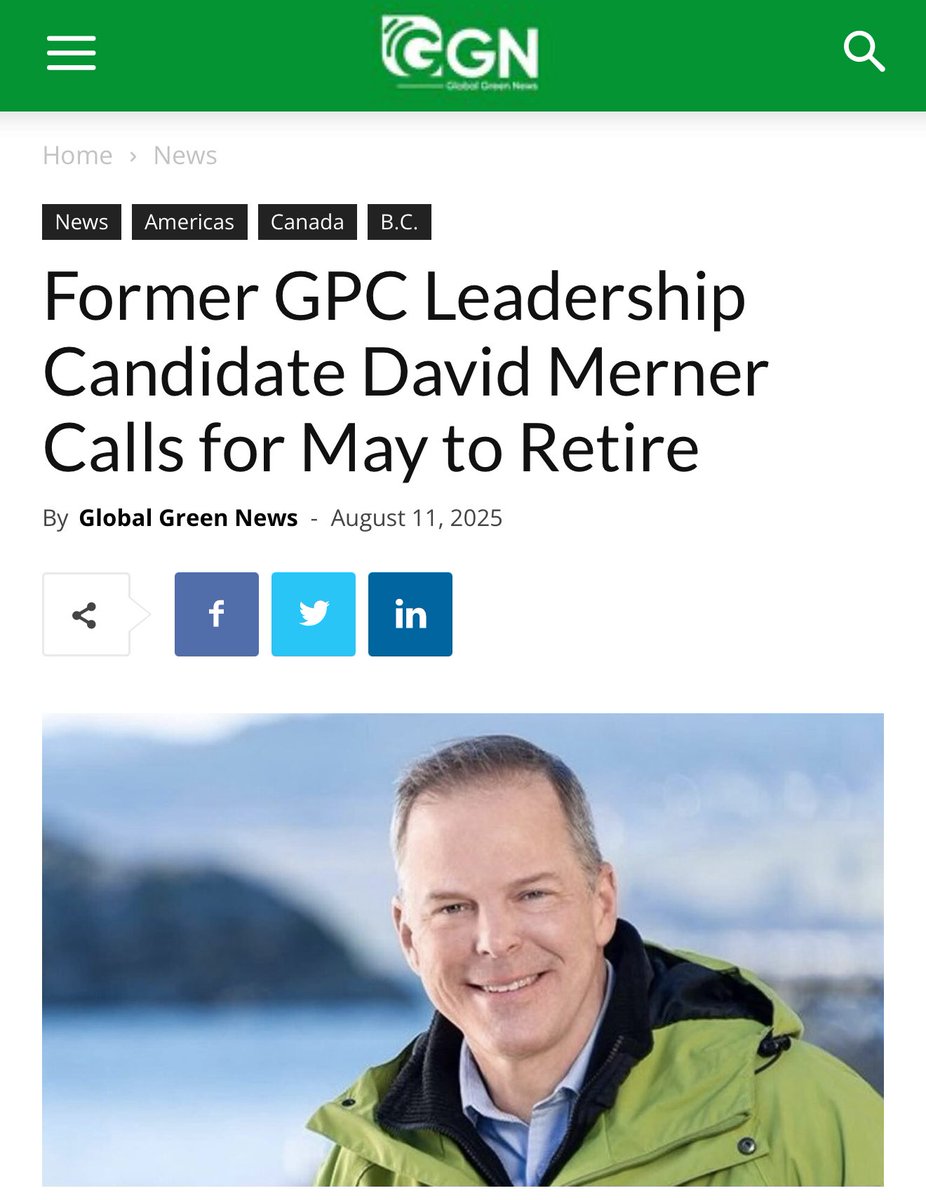 Alex Tyrrell (@alextyrrellpvq) on Twitter photo “<a href="/DavidMerner/">David Merner</a> is from the center right faction of the party – this signals that calls for <a href="/ElizabethMay/">Elizabeth May</a> to step down are beginning to transcend ideological lines.”
globalgreen.news/former-gpc-lea… “<a href="/DavidMerner/">David Merner</a> is from the center right faction of the party – this signals that calls for <a href="/ElizabethMay/">Elizabeth May</a> to step down are beginning to transcend ideological lines.”
globalgreen.news/former-gpc-lea…
