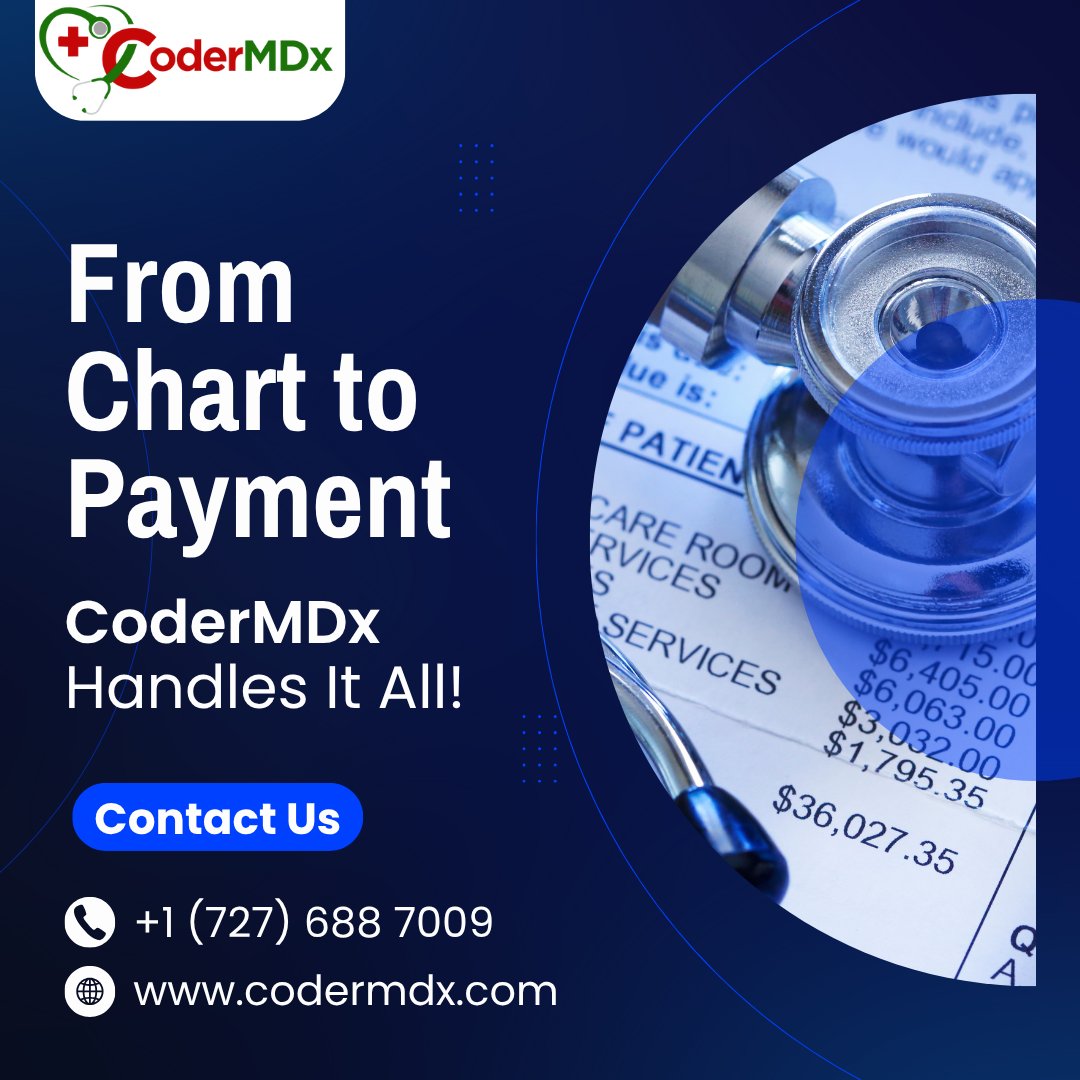 codermdx25's tweet image. ๐From Chart to Payment โ #CoderMDx Handles It All!
Let CoderMDx handle everything from charting to #paymentprocessing, ensuring seamless #revenueflow for your practice.
โ
99% #CleanClaim Rate
โ
#RCM
๐+1 (727) 688 7009
๐codermdx.com
#MedicalBilling #FloridaDoctors