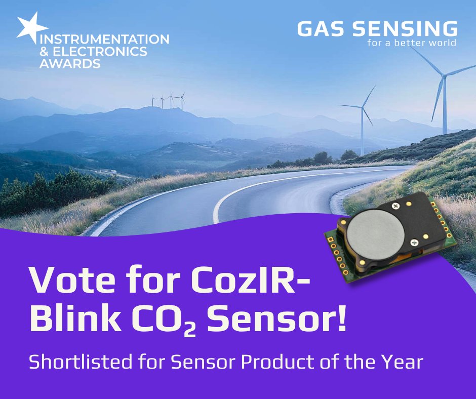 📢 We’ve been shortlisted for Sensor Product of the Year at the Instrumentation &amp; Electronics Awards!

Our CozIR-Blink is an ultra-low power NDIR CO₂ sensor using our made-in-house, solid-state LED optical technology.

Voting closes August 15: lnkd.in/eJzAWMjD