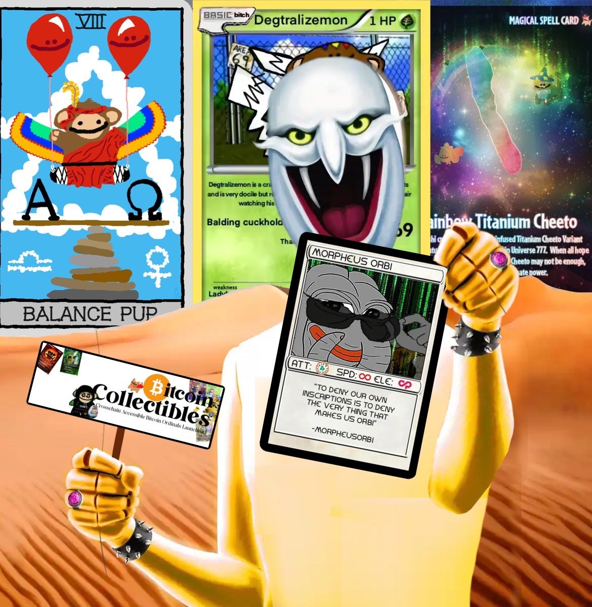 HAVE YOU HEARD ABOUT OUR SPECIAL COLLECTIBLE ARTWORKS ON THE MOTHER CHAIN? HAVE I TOLD YOU THE REASONS BEHIND THE ART AND THE WAY IT MOCKS CONTEMPORARY FINE ART??

COME ON IN AND STAY A WHILE AND LETS HAVE A CHAT ABOUT THE MORPHEUS ORBI CARD MINTING TOMORROW