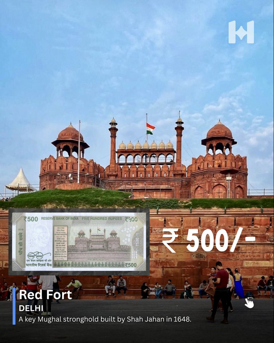 HotelSnapp's tweet photo. Tweet 7/8 — ₹500 | Red Fort, Delhi
Power and pageantry on your ₹500—Lal Qila where the tricolour flies high every Independence Day.
#RedFort #Delhi #MughalArchitecture #IncredibleIndia https://t.co/U0jlTbV9K2