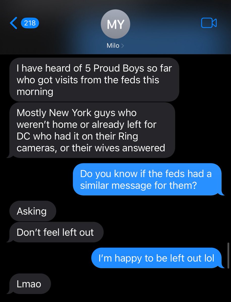 NickJFuentes's tweet photo. From Milo, accusing ME of being a federal informant after January 6th. https://t.co/2ykBuIgFj0