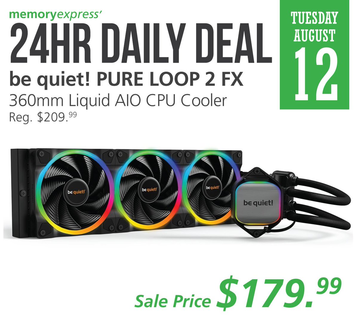 #24hrDailyDeal:
This #bequietofficial Pure Loop 2 FX 360mm is the impressively high-performing and silent All-in-One water cooling unit with impressive ARGB illumination for overclocked systems.
Get yours today on our 24hr Daily Deal for only $179.99!
bit.ly/46OdB6I