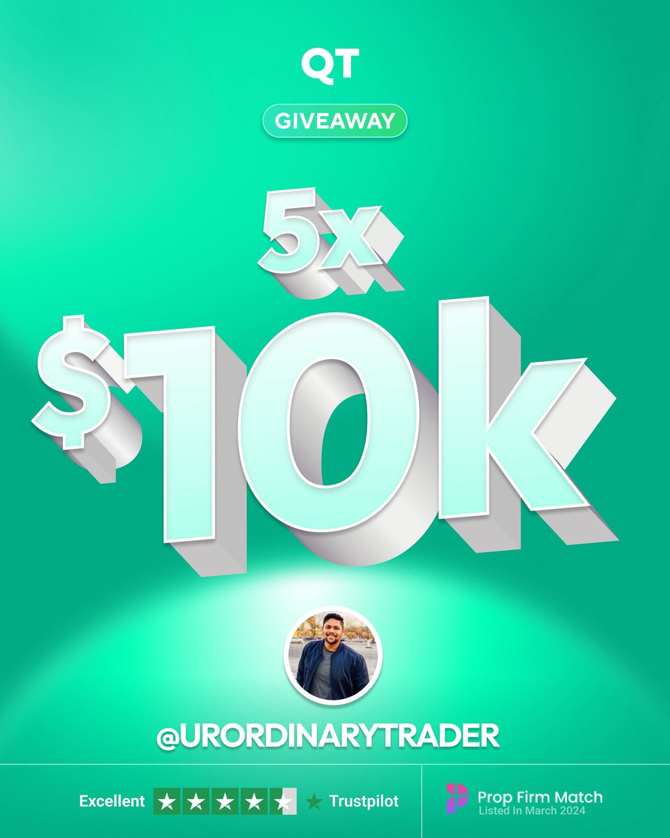 UrOrdinaryTrader (@sai_prasan) on Twitter photo 🚨 GIVEAWAY ALERT 🚨
I’ve partnered with @QTFunded to give away 5 x $10K Funded Challenges
How to Enter:
✅ Follow @QTFunded, @QTFutures, <a href="/QTFundedPartner/">QT | FUNDED - Partners</a>, <a href="/AlexQuantTekel/">Alex</a>, <a href="/JamesQuantTekel/">James</a> & <a href="/Sai_Prasan/">UrOrdinaryTrader</a>
✅ Like + Repost
✅ Tag 3 traders in the comments
Winners will be 🚨 GIVEAWAY ALERT 🚨
I’ve partnered with @QTFunded to give away 5 x $10K Funded Challenges
How to Enter:
✅ Follow @QTFunded, @QTFutures, <a href="/QTFundedPartner/">QT | FUNDED - Partners</a>, <a href="/AlexQuantTekel/">Alex</a>, <a href="/JamesQuantTekel/">James</a> & <a href="/Sai_Prasan/">UrOrdinaryTrader</a>
✅ Like + Repost
✅ Tag 3 traders in the comments
Winners will be