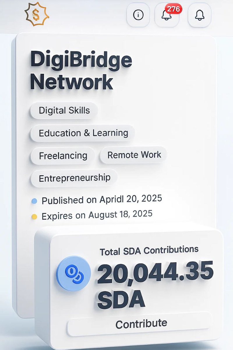 DIGIBRIDGE NETWORK Count Down Begin only 6 Days remaining to contribute . Your support is powering innovation, building bridges across the digital world, and bringing us closer to our shared future. 🚀

Project link
sidrastart.com/project/575e38…

  #SidraChain #Sidra #Sidrabank
