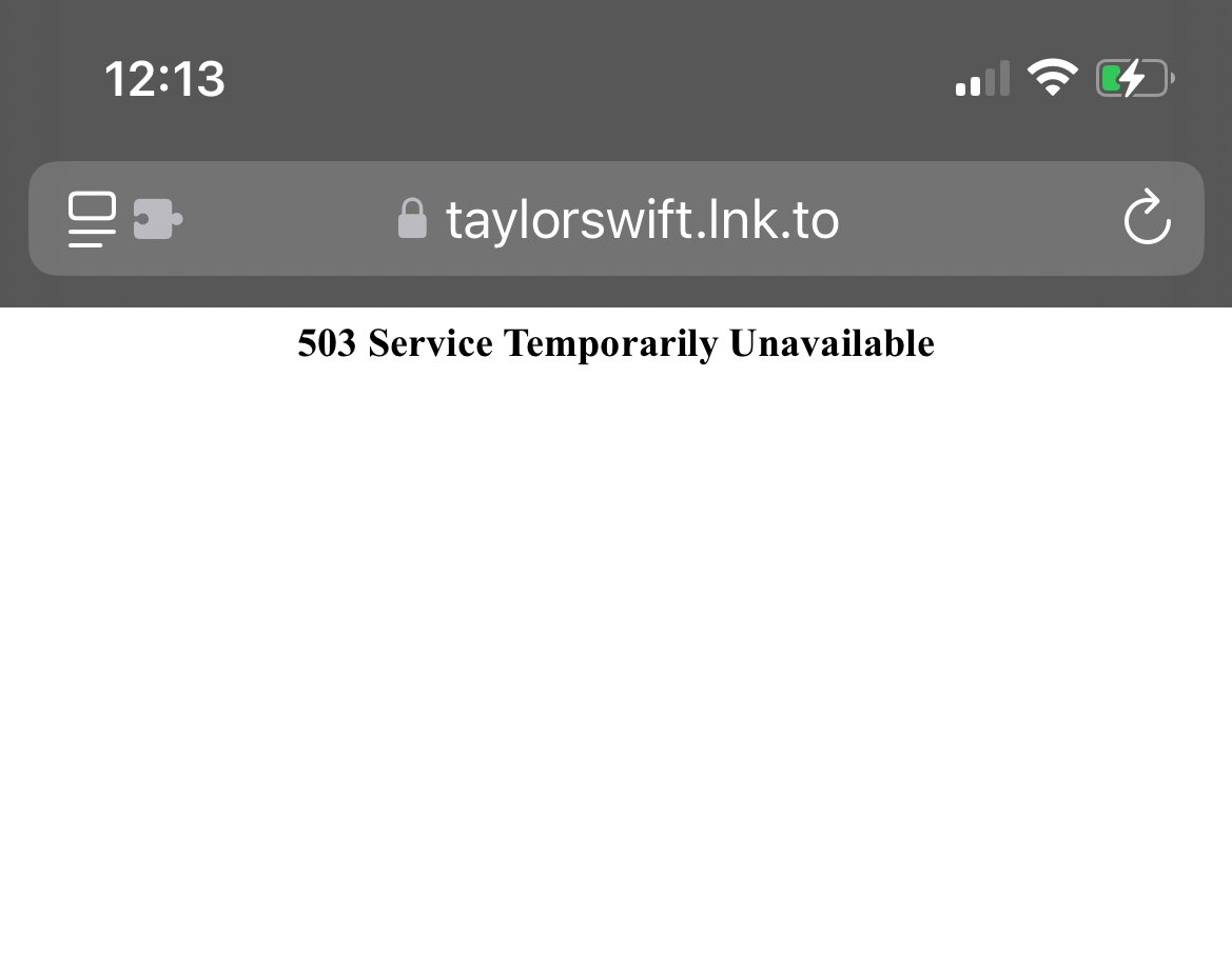 Not the website crashing 😭😭😭 #TaylorSwift