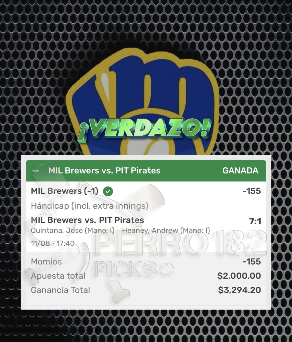 Perro182Picks's tweet photo. 15 picks ganados y solo 3 perdidos de los últimos 18 enviados en el grupo Premium de agosto.

Ya llevamos el 52.85 % de utilidad.

Hoy tuvimos día perfecto con los @Brewers y con los @Rangers https://t.co/WO55M1RZrO