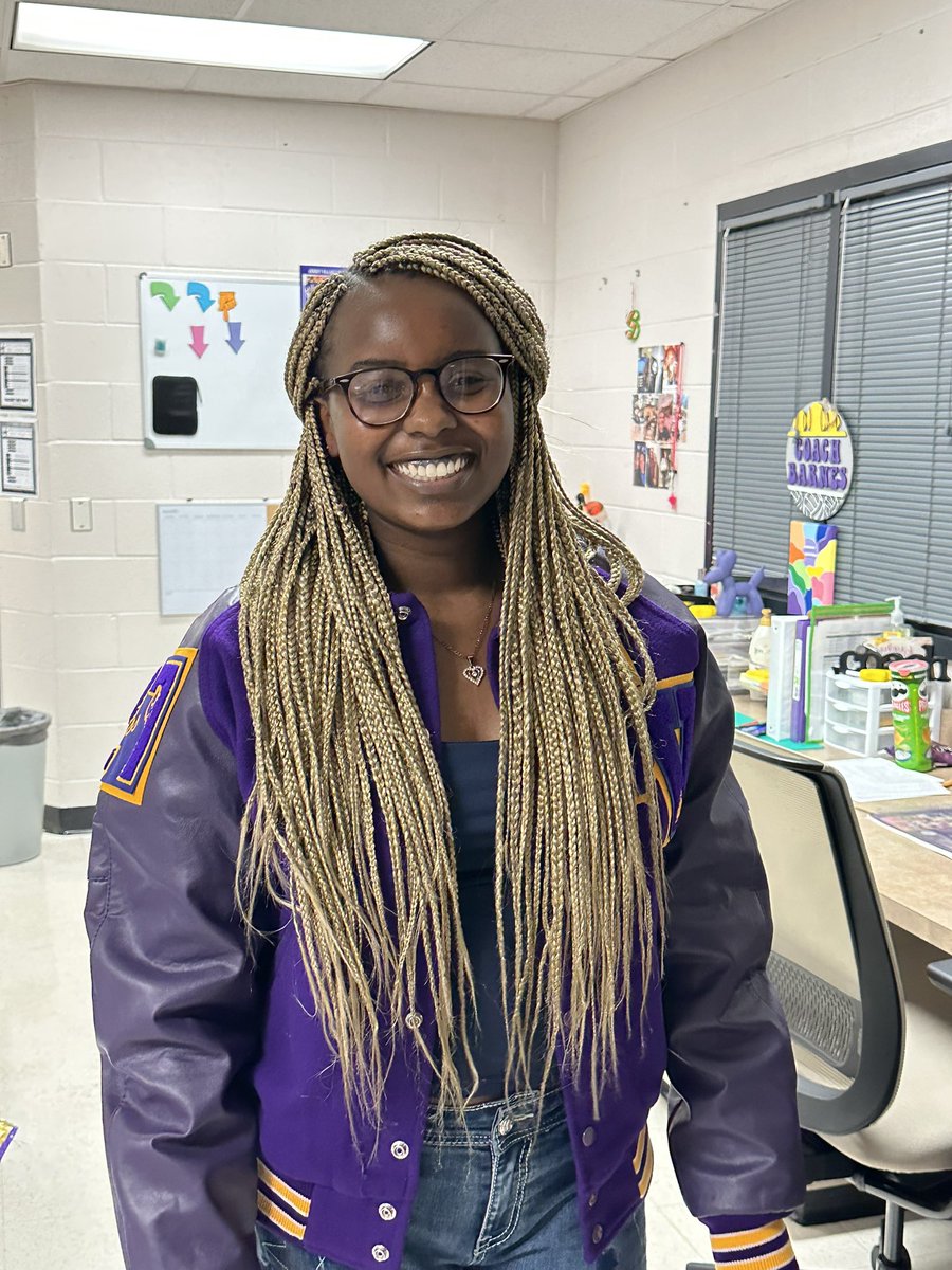 JVillGolf's tweet photo. CONGRATULATIONS to our girl Angie Kamau for earning her letter jacket last season!!! Can’t wait to see what you do this year! 💜💛⛳️ https://t.co/9YQbdISsDz
