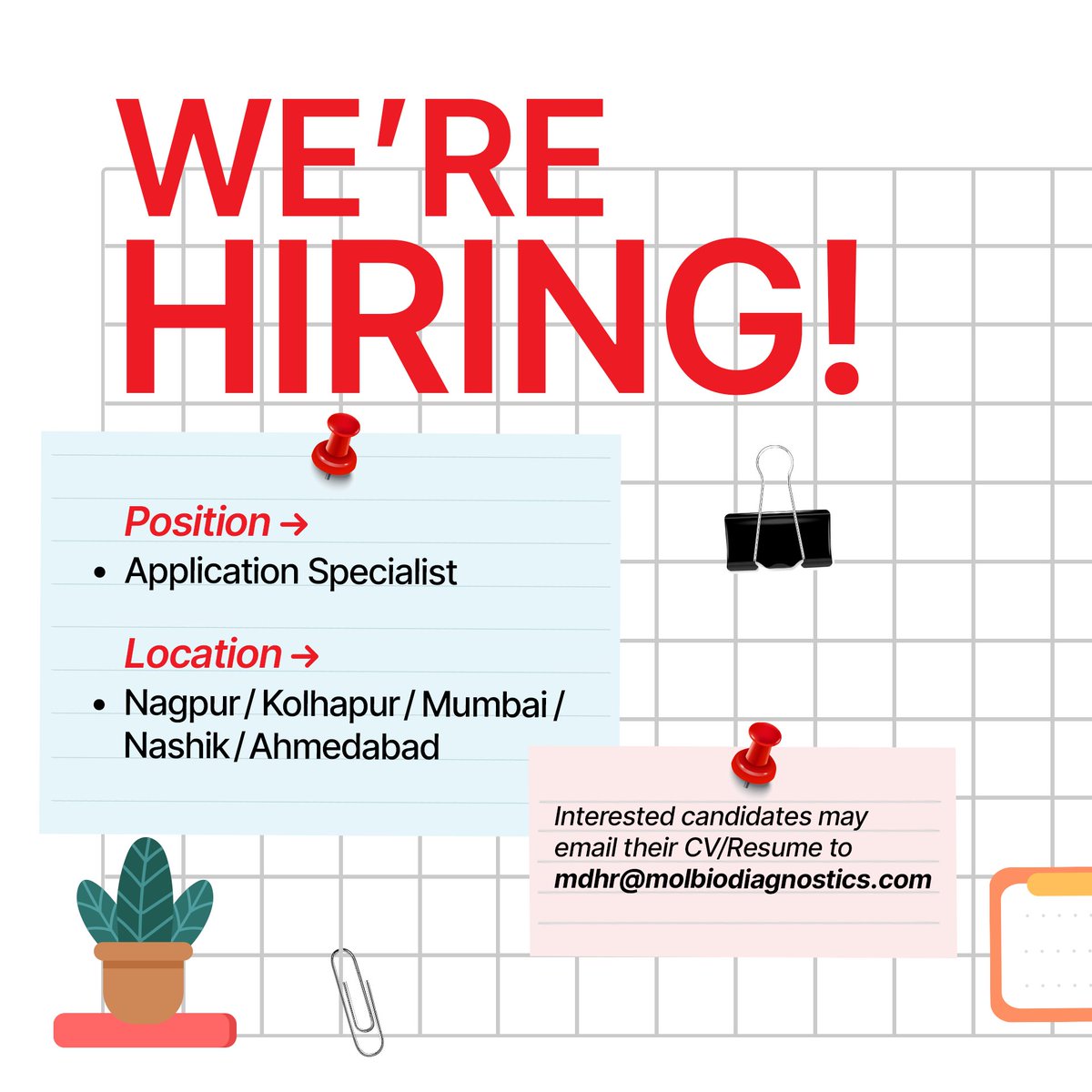 Molbio Diagnostics (@molbiodx) on Twitter photo We are looking for experienced individuals for the role of an Application Specialist at Molbio.
If you have the expertise to drive growth and strengthen Molbio’s presence worldwide, send your CV to mdhr@molbiodiagnostics.com.
Alternatively, you may also apply via Linkedin by We are looking for experienced individuals for the role of an Application Specialist at Molbio.
If you have the expertise to drive growth and strengthen Molbio’s presence worldwide, send your CV to mdhr@molbiodiagnostics.com.
Alternatively, you may also apply via Linkedin by