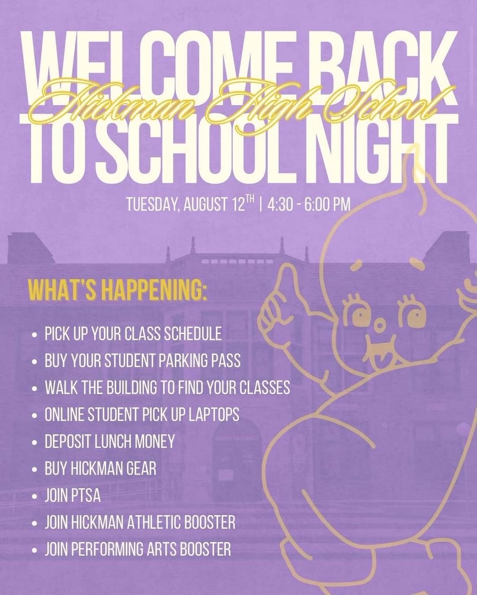 Join us Tuesday at 4:30 pm at Hickman to learn about the Hickman Athletic Booster Club, Join, and Buy Passes to Sporting Events!  See you there!