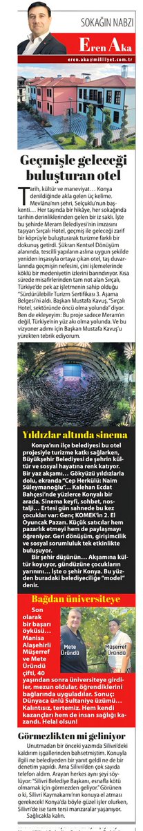 Geçmişle geleceği buluşturan otel
milliyet.com.tr/yazarlar/eren-…
<a href="/MeramBelediyesi/">Meram Belediyesi</a> #Konya <a href="/Konyabuyuksehir/">Konya Büyükşehir Belediyesi 🇹🇷</a> #üzüm #manisa #alaşehir #silivri