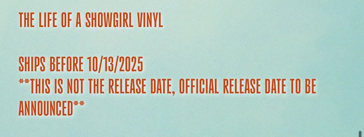 SOOOO IF IT SHIPS BEFORE 10/13/25 CAN WE ASSUME IT WILL BE OUT BEFORE THEN??? #TheLifeofAShowgirl ❤️‍🔥