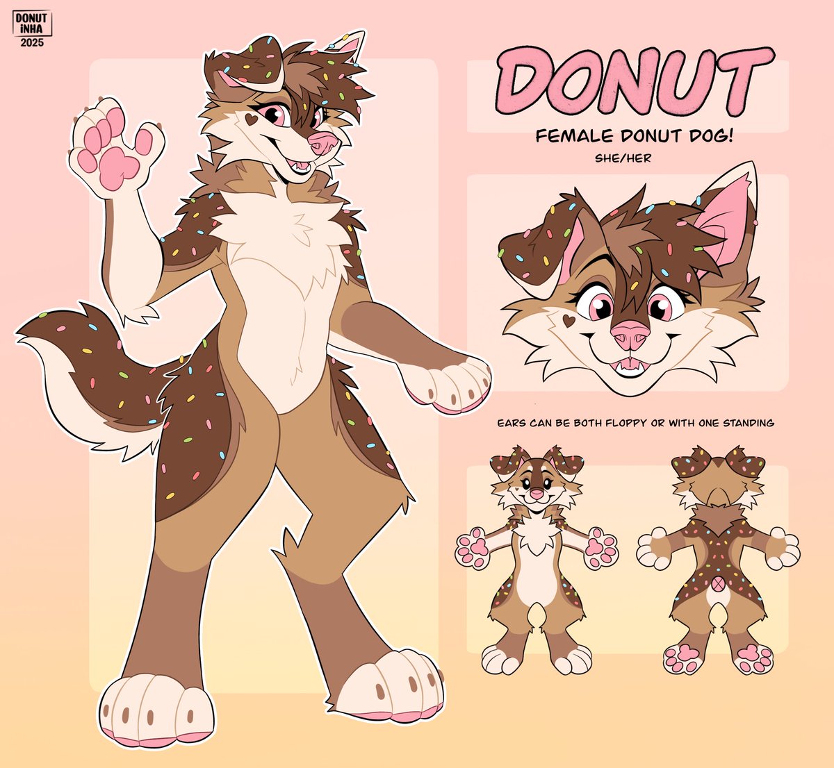 Finally updated my fursona! Meet Donut, the uh… Donut dog 🐶🍩

Looking forward to getting some art of her ❤️