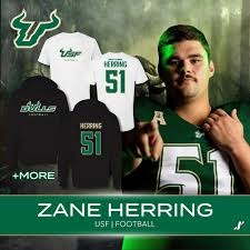 🏈Meet SIX FOOT 5, 315 POUNDS, Graduate, Zane Herring, one of our beast Offensive Lineman! Zane wears jersey #51 and plays right guard for USF!  Last year he started 8 games (missed 5 due to injury) and started 12 games in 2023.  He transferred to USF in 2023 from FSU where he