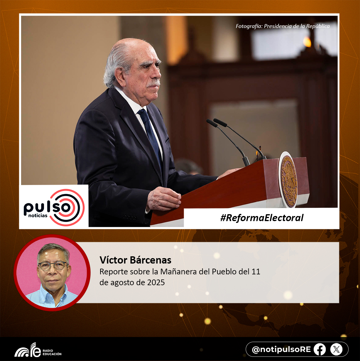 Pulso Noticias de Radio Educación (@notipulsore) on Twitter photo #MañaneraDelPueblo | Pablo Gómez, ahora titular de la Comisión Presidencial para la #ReformaElectoral, presentó el día de hoy el decreto que formaliza la creación de este órgano transitorio. 🗳️
Escucha el reporte completo de <a href="/vicospato/">Víctor Bárcenas</a> aquí ⬇️
e-radio.edu.mx/Noticiarios-pu… #MañaneraDelPueblo | Pablo Gómez, ahora titular de la Comisión Presidencial para la #ReformaElectoral, presentó el día de hoy el decreto que formaliza la creación de este órgano transitorio. 🗳️
Escucha el reporte completo de <a href="/vicospato/">Víctor Bárcenas</a> aquí ⬇️
e-radio.edu.mx/Noticiarios-pu…