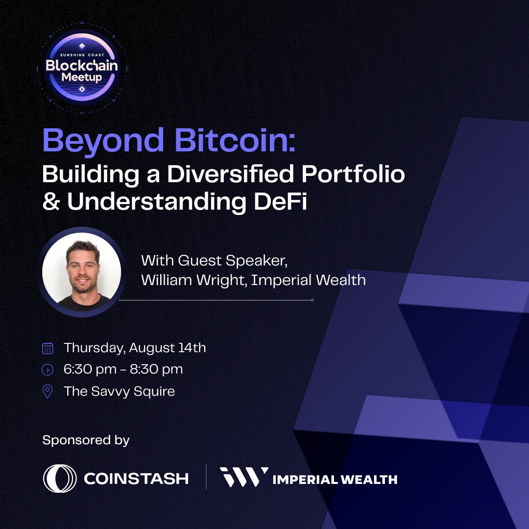 Coinstash (@coinstash_au) on Twitter photo Meetup Reminder 🔔
Sunny Coast, we’re back this week with <a href="/willwright_iw/">Crypto Coach Will</a>, diving into how to build a diversified crypto portfolio and navigate the world of DeFi.
📅 Thursday, 14 August
🕕 6:30 pm – 8:30 pm
📍 The Savvy Squire
🎟 Reserve your spot now:
meetup.com/sunshine-coast… Meetup Reminder 🔔
Sunny Coast, we’re back this week with <a href="/willwright_iw/">Crypto Coach Will</a>, diving into how to build a diversified crypto portfolio and navigate the world of DeFi.
📅 Thursday, 14 August
🕕 6:30 pm – 8:30 pm
📍 The Savvy Squire
🎟 Reserve your spot now:
meetup.com/sunshine-coast…