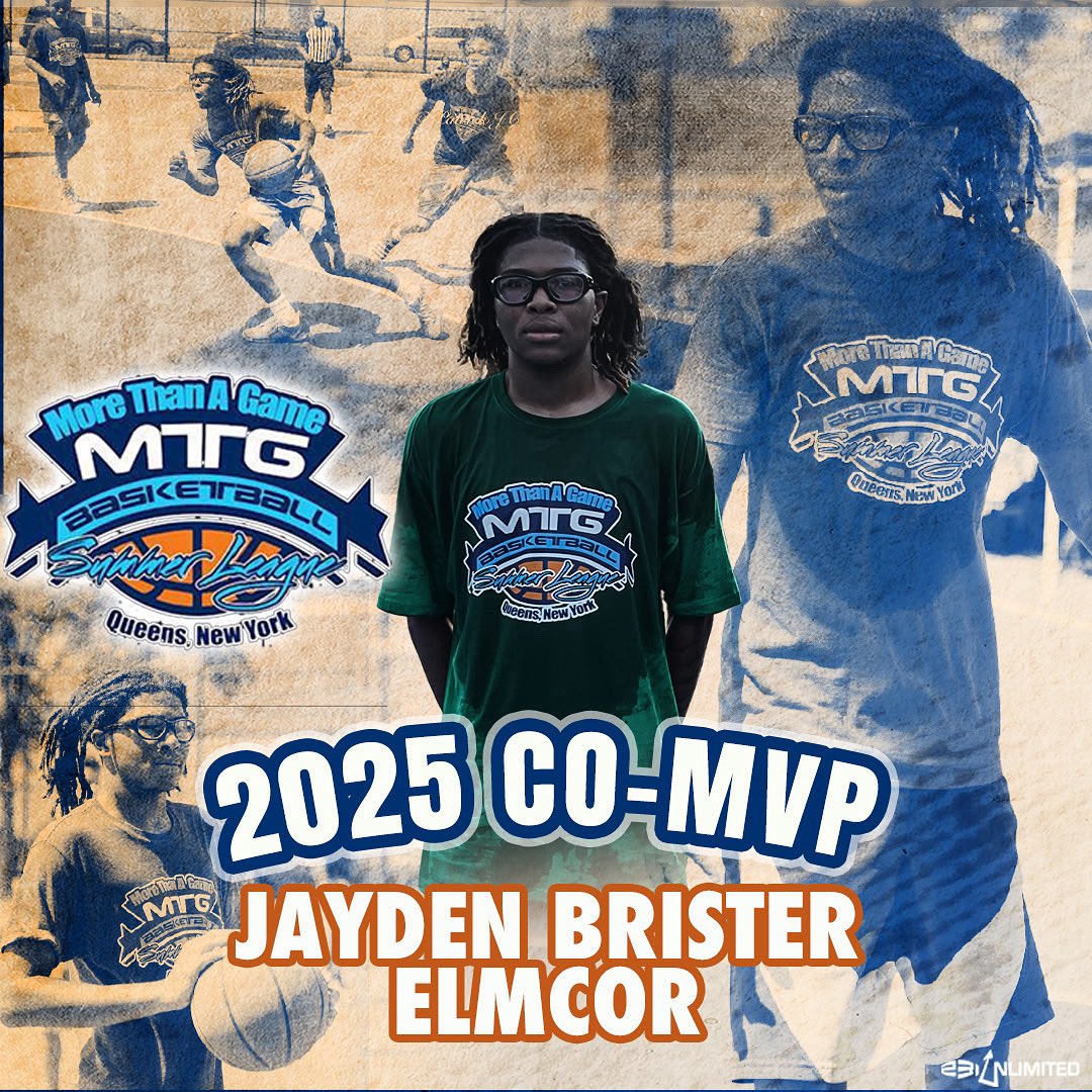 We are proud to announce our 2025 MTG HIGH SCHOOL SUMMER LEAGUE CO-MVP, Jayden Brister (Elmcor).

Jayden led Elmcor to a 3-1 pool play record while averaging 18 ppg 3 spg all 4 games.