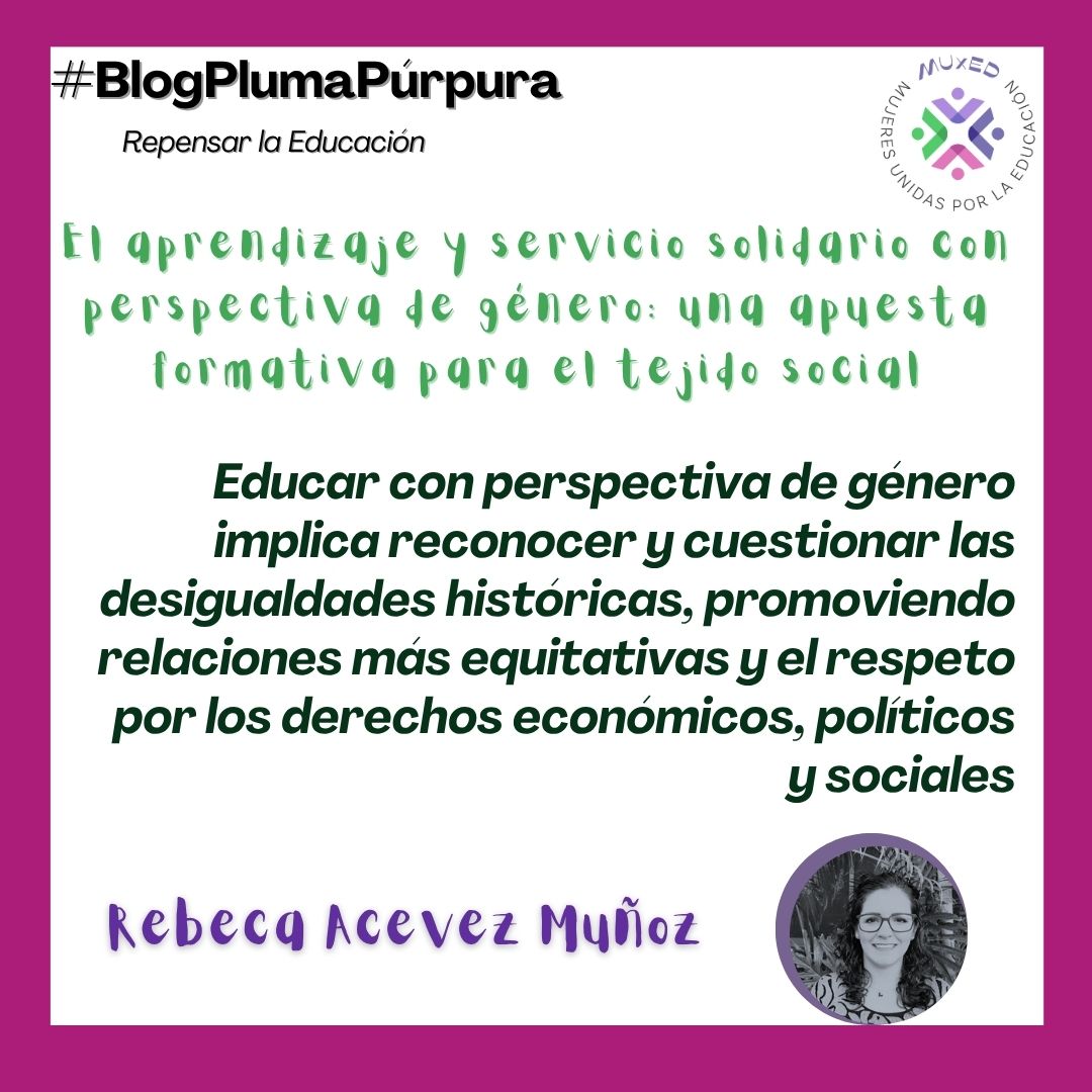 muxed_mx's tweet photo. #Adelanto #BlogPlumaPúrpura #RepensarlaEducación #CadaMartes en #MUxED
Mañana escribe #RebecaAcevez, #plumainvitada Directora del Centro Interdisciplinario para la Formación y la Vinculación Social en el ITESO. Académica Universitaria y acompañante de la articulación del trabajo de género.