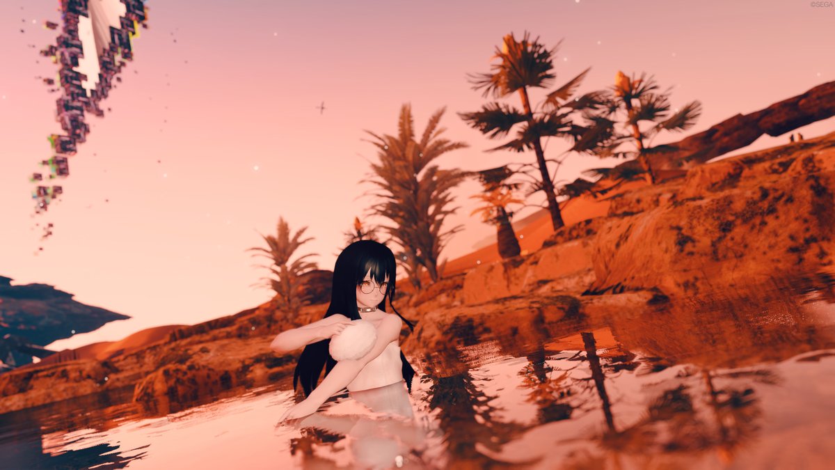 colonie_perdue's tweet image. リテムシティで新しくボディタオルを手に入れた。
前のそれが古くなった為ではない。あれはエアリオ南西端の村で物々交換により手に入れた物だから。

#メンテの日じゃないけどSSを貼る
（※以前のタオル、気には入ってたのですけど位置合わせ──長い為、ロビアク毎に要調整──がしんどい！）