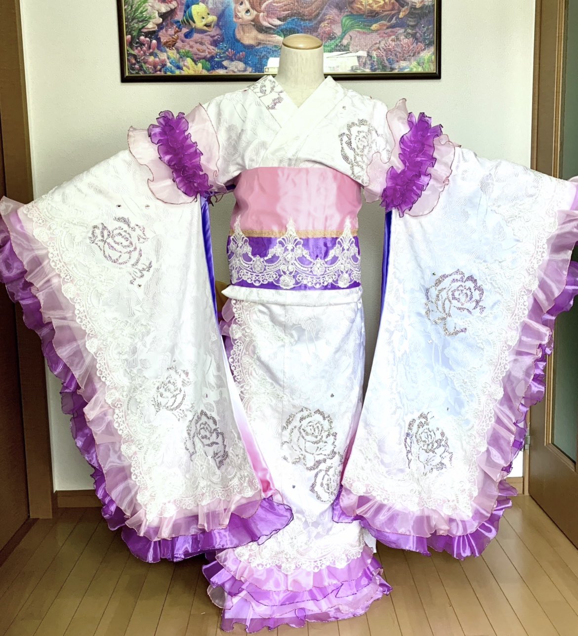 ！大人気！花柄スワロフスキー装飾着物 ピンク 大衆演劇 花道ひとり旅✨ドレスハウスフェアリーの大衆演劇衣装の旅