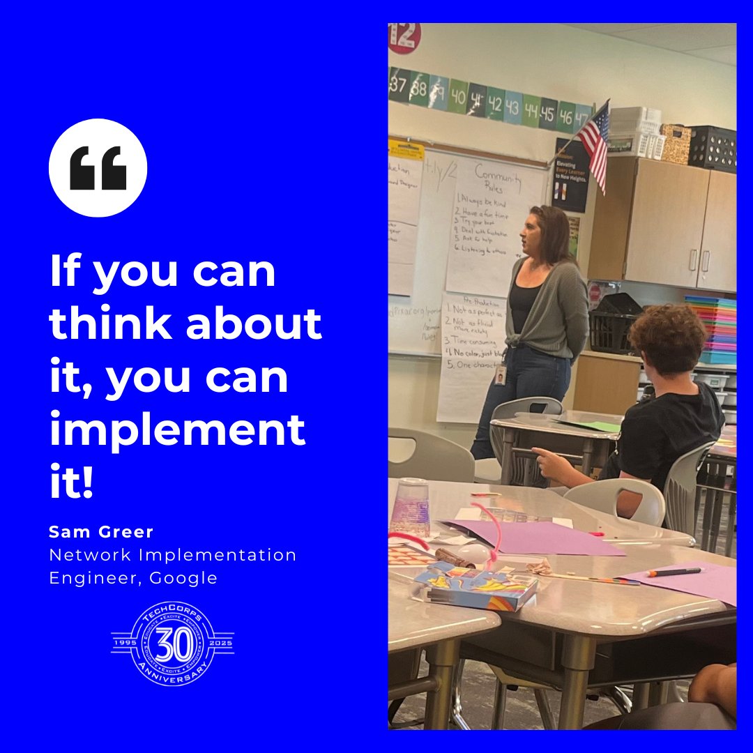 Volunteer Spotlight: Sam Greer 🌟 

Sam, a <a href="/Google/">Google</a> engineer, inspired our Techie Camp students to embrace challenges and make a difference! Thank you, Sam!