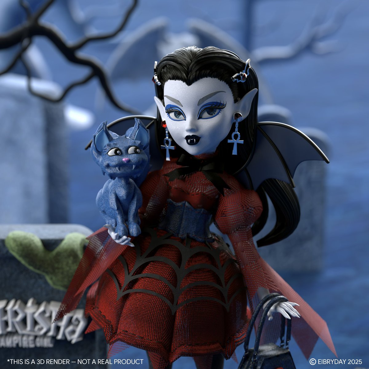 Batrisha the Vampire Girl made with Blender and Adobe Dimension 🦇
