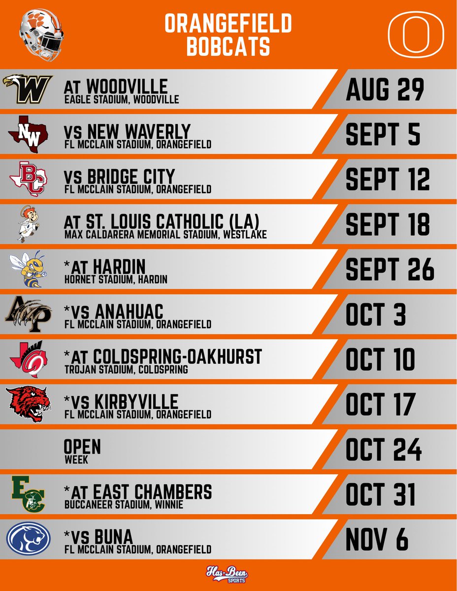 Orangefield Bobcats 2025 Football Schedule #txhsfb