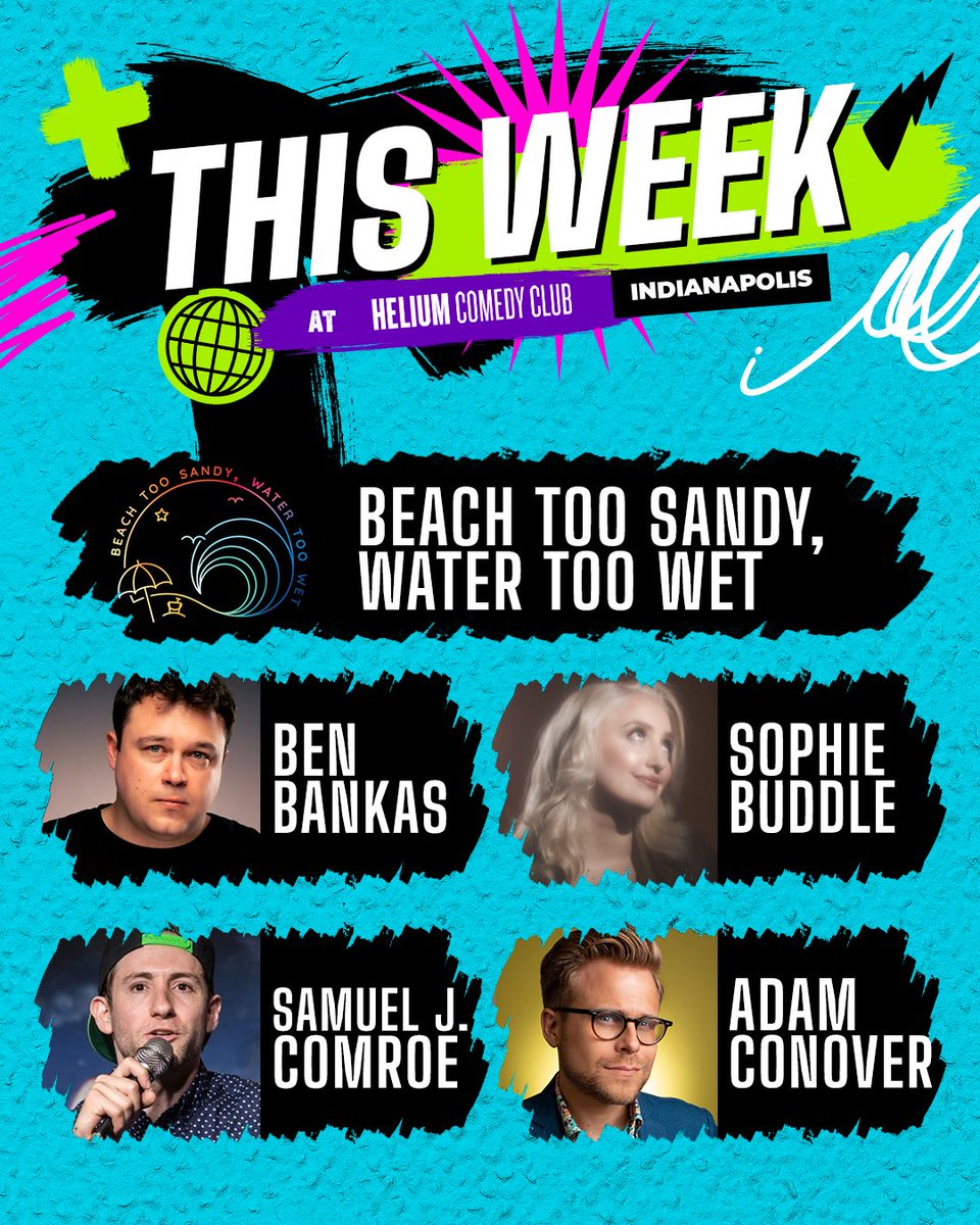 Helium Comedy IND (@heliumcomedyind) on Twitter photo This Week at Helium | Beach Too Sandy Water Too Wet, <a href="/BenBankas/">Ben Bankas</a>, Sophie Buddle, <a href="/SamuelJComroe/">Samuel J Comroe</a>, + <a href="/adamconover/">Adam Conover</a>!
Grab tickets now: bit.ly/4h0DIJo This Week at Helium | Beach Too Sandy Water Too Wet, <a href="/BenBankas/">Ben Bankas</a>, Sophie Buddle, <a href="/SamuelJComroe/">Samuel J Comroe</a>, + <a href="/adamconover/">Adam Conover</a>!
Grab tickets now: bit.ly/4h0DIJo