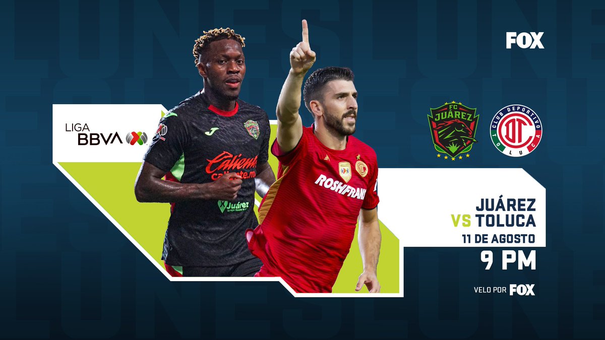 ⚽️ #LigaBBVAMX 🇲🇽 | #FCJuárez vs. #Toluca 
🇲🇽📺 <a href="/somos_FOX/">FOX</a>
🎙 <a href="/raulmendezg/">Raúl Méndez</a>
🎙 <a href="/rafapuente_espn/">Rafael Puente</a>
🎙 <a href="/hcristante/">Hernan Cristante</a>
🎙📝 <a href="/JaquelineAlmod1/">Jaqueline Almodovar</a>

#Tubi - #FOX - #LigaMX