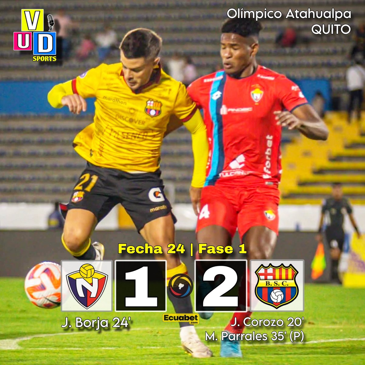 UVDsport's tweet photo. #LigaPro | Fecha 24 🏆⚽
Resultados de Domingo y lunes
👉 IDV sigue de líder, BSC desplazó a LDU(Q), El Ponchito sigue último. @CronicaLoja @washingtonEGE @Radiogzplus @LAGRANFUSION 🇪🇨🎙️ ⬇️⬇️ https://t.co/o8AnQUBi71
