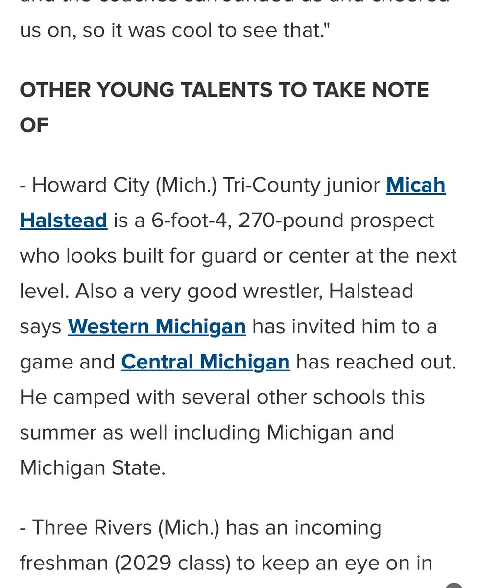 Micah Halstead (@mhalstead2027) on Twitter photo It was great talking with <a href="/AllenTrieu/">Allen Trieu</a> yesterday at the OL training session. Glad you could make it out.
<a href="/MichFBFrenzy/">Michigan Prep Frenzy</a> <a href="/PrepRedzoneMI/">Prep Redzone Michigan</a> <a href="/MIexposure/">Michigan exposure</a> <a href="/TheD_Zone/">The D Zone</a> It was great talking with <a href="/AllenTrieu/">Allen Trieu</a> yesterday at the OL training session. Glad you could make it out.
<a href="/MichFBFrenzy/">Michigan Prep Frenzy</a> <a href="/PrepRedzoneMI/">Prep Redzone Michigan</a> <a href="/MIexposure/">Michigan exposure</a> <a href="/TheD_Zone/">The D Zone</a>
