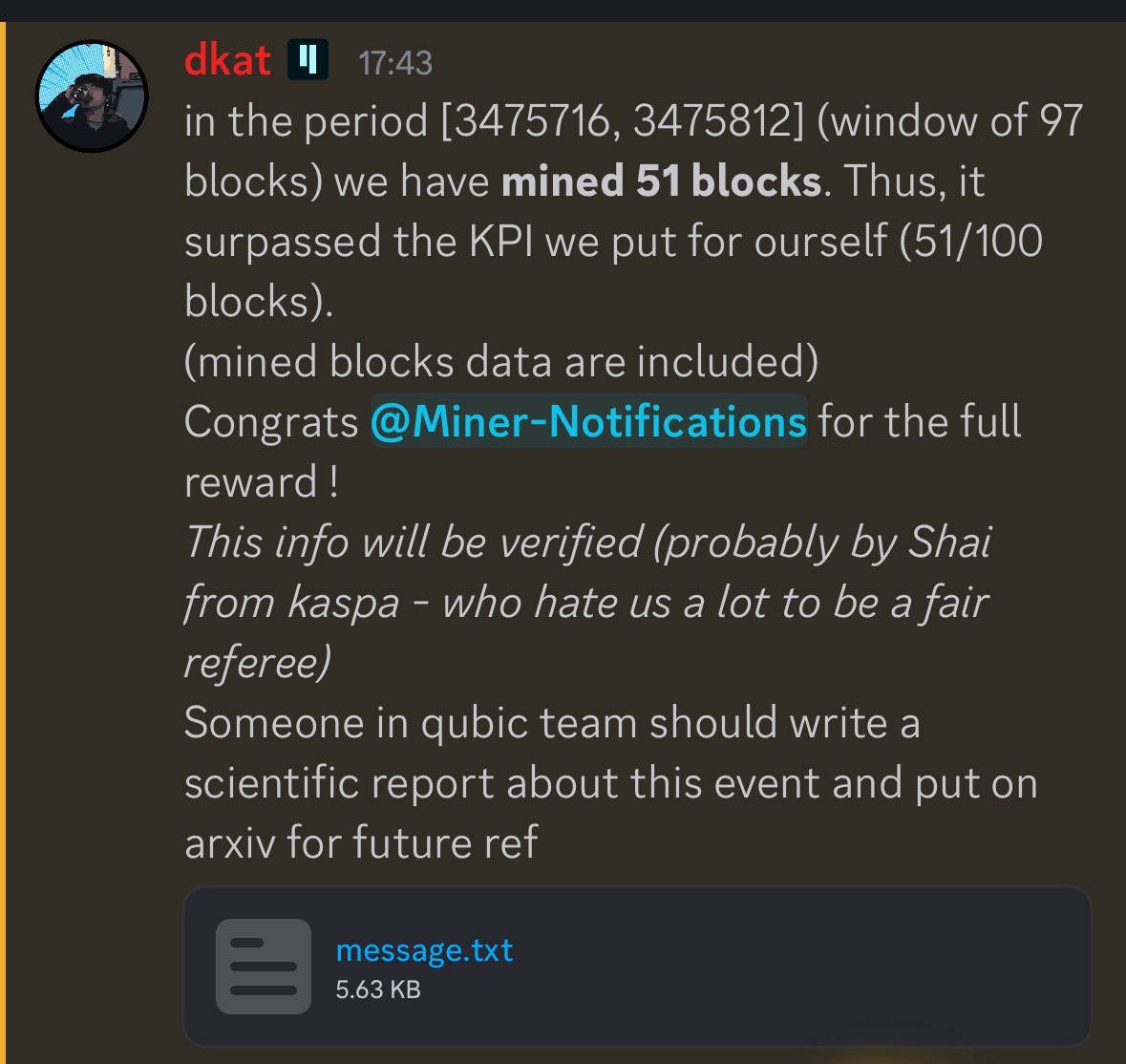 Qubic_Magazine's tweet image. 🔥 Qubic breaks through 🔥

In just 97 Monero blocks, $Qubic miners took 51.
That’s over 50% of block production — a KPI smashed in live conditions.

Independent verification coming. History in the making.

⛓️ #QubicMagazine $Qubic