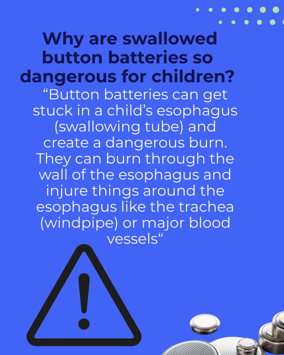 ASPO_PEDSOTO's tweet image. Small battery. Big danger.
Dr. Nikolaus Wolter, MD (@SickKidsToronto), button battery safety expert,  kicks off a 3-part ASPO series to improve public understanding of:
Injury presentation
Delayed harm
Management &amp;amp; mitigation
Safe disposal

#ButtonBatteryAwareness #ChildSafety