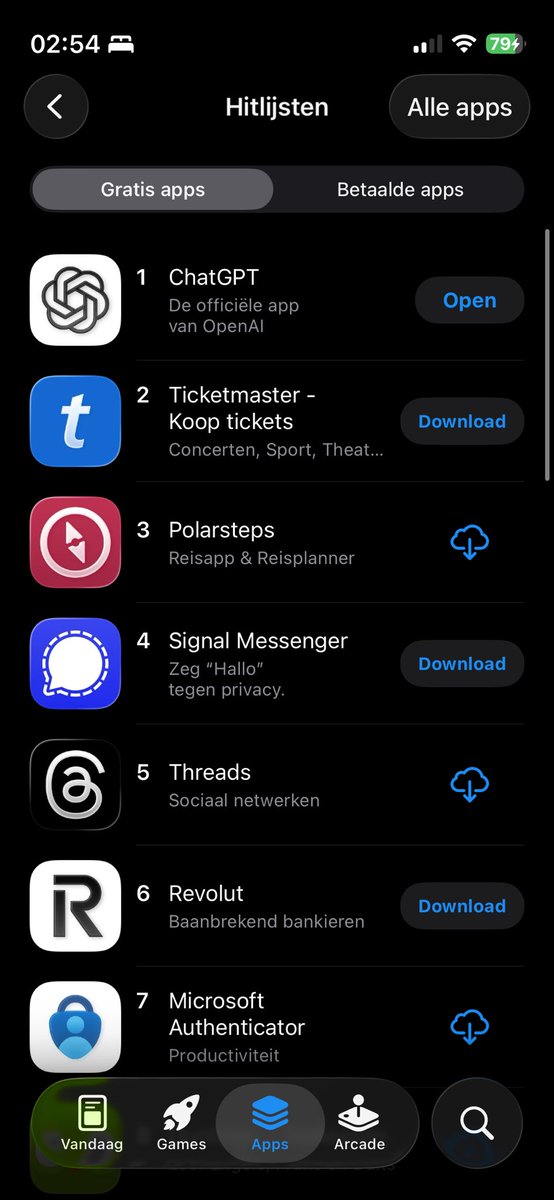 Q_online's tweet photo. @elonmusk Number 15 @elonmusk , ChatGPT nr1, Ticketmaster (secondhand (event) tickets, second). Screenshots van today, Aug 12. https://t.co/oLyMItP2zf