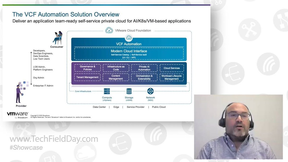 TechFieldDay's tweet photo. ICYMI: VMware Cloud Foundation's Shift to Self-Service Private Cloud Consumption

🌐 🔗 https://t.co/JFfrKes2Om 

Vincent Riccio, Product Marketing Engineer, @Broadcom, VMware Cloud Foundation 9.0 Showcase. 

@TechFieldDay @TechstrongGroup #VCF9 #VCFShowcase #TFDShowcase https://t.co/VJ2TKwnAu1