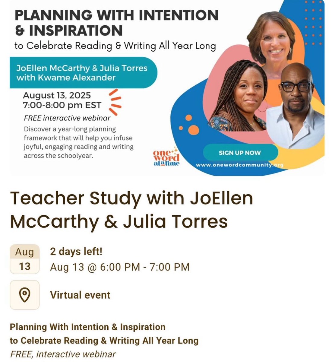 Dr. Towanda Harris ON BLUESKY (@drtharris) on Twitter photo Hey Edufriends! Definitely check out this FREE event with friends <a href="/JoEllenMcCarthy/">JoEllen McCarthy</a> and <a href="/juliaerin80/">Julia E. Torres (MAEd., MA, MLIS)</a> with kwame alexander and oneword.org ! Hey Edufriends! Definitely check out this FREE event with friends <a href="/JoEllenMcCarthy/">JoEllen McCarthy</a> and <a href="/juliaerin80/">Julia E. Torres (MAEd., MA, MLIS)</a> with kwame alexander and oneword.org !