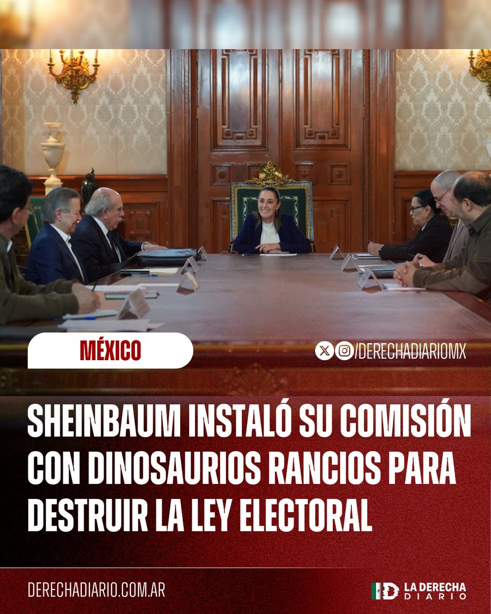 🚨🇲🇽 | La comunista autoritaria Claudia Sheinbaum instaló su comisión para deformar la Ley Electoral y afianzar su partido de Estado con los siguientes fósiles quemados:

- Pablo Gómez: Ex titular de la UIF, involucrado en los casos de presunto lavado de dinero de Vector Casa de
