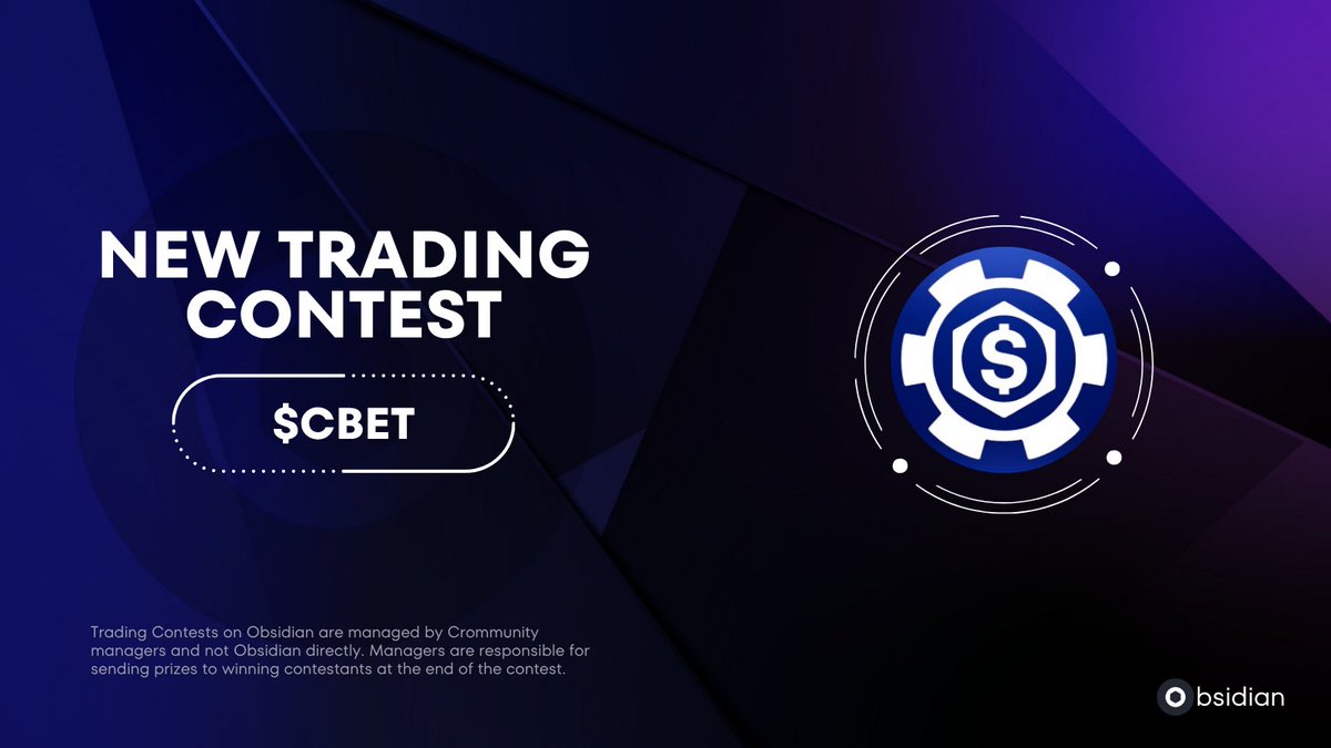Obsidian Finance (@obsidianswap) on Twitter photo ✨New Trading Contest✨
$CBET by <a href="/CronosBetAI/">Cronos Bet</a> has launched a new live trading contest on ObsidianSwap
📅August 10th - September 12th
🥇 22.27M
🥈 13.92M
🥉 8.35M
4⃣ 6.68M
5⃣ 4.45M
🔗obsidian.finance/crommunities/J… ✨New Trading Contest✨
$CBET by <a href="/CronosBetAI/">Cronos Bet</a> has launched a new live trading contest on ObsidianSwap
📅August 10th - September 12th
🥇 22.27M
🥈 13.92M
🥉 8.35M
4⃣ 6.68M
5⃣ 4.45M
🔗obsidian.finance/crommunities/J…
