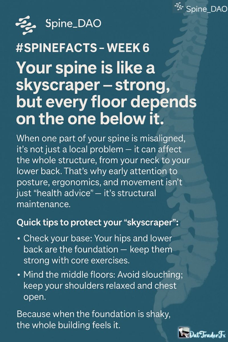 DatTraderFx's tweet image. 📢 Another week, another spine story — #SpineFacts | Week 6 📌

As I take you inside the science of your back from posture to performance.... 🔥

@Spine_DAO at it again 🚀

🔗 SpineDAO.com 

#Web3 #DeSci