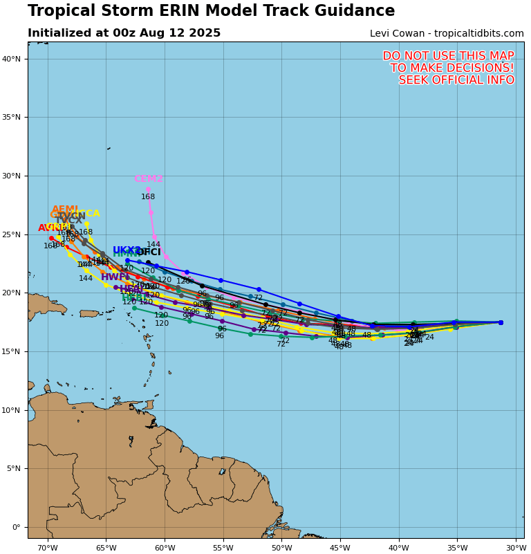 Now that some evident dip to the SW #Erin, Leeward Islands and perhaps Puerto Rico should monitor this.