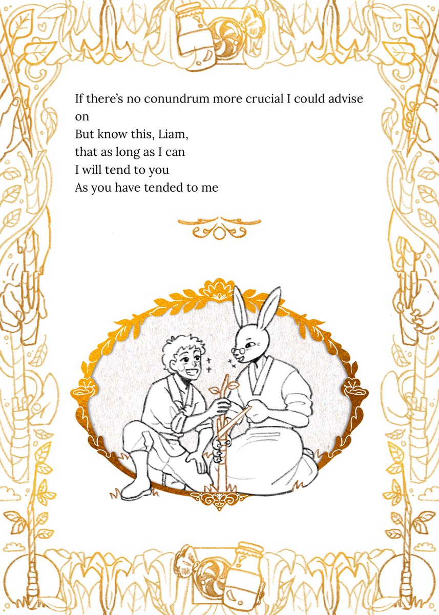 As one of my contributions to <a href="/d20zinejam/">D20 ZINE JAM ❤️✏️</a> , I wrote a poem for Energy to Change: A Lapin Cadbury AU zine by Reineydraws (tumblr)
It’s of a world where Lapin goes to be Liam’s advisor after the campaign, with gorgeous border art by Rei