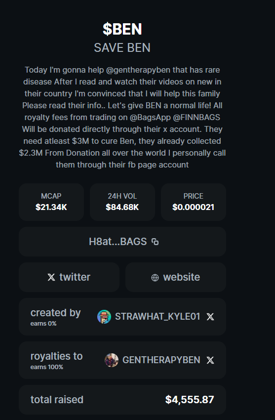 Kyle_Trades7's tweet photo. $4500 generated fees for $BEN @gentherapyben  

Something Big is coming for SAVE BEN!
H8atBMCEiXjKuhTWRMRVN3fhcGByAaW9nwkWMxB8BAGS

#SAVEBEN #BAGSAPP #FINNBAGS https://t.co/hHD3JfGBmr