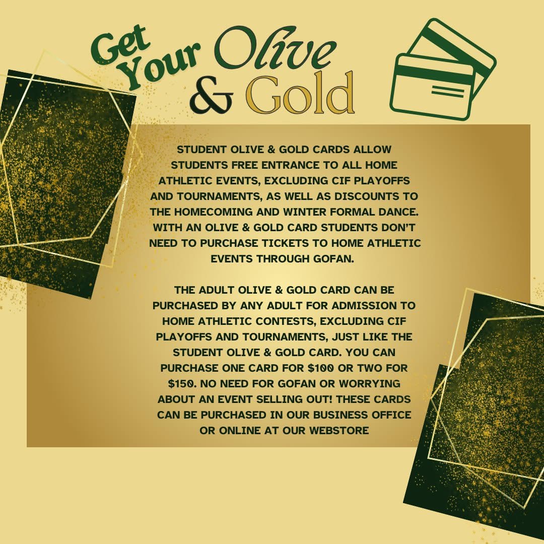 We are days away from SB Athletics kicking off! Get your Olive and Gold card at our webstore.
santabarbarahs.myschoolcentral.com